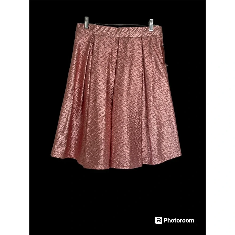 NWT LULAROE ELEGANT MADISON SKIRT PINK ‎ METALLIC SHIMMER SIZE LARGE VHTF